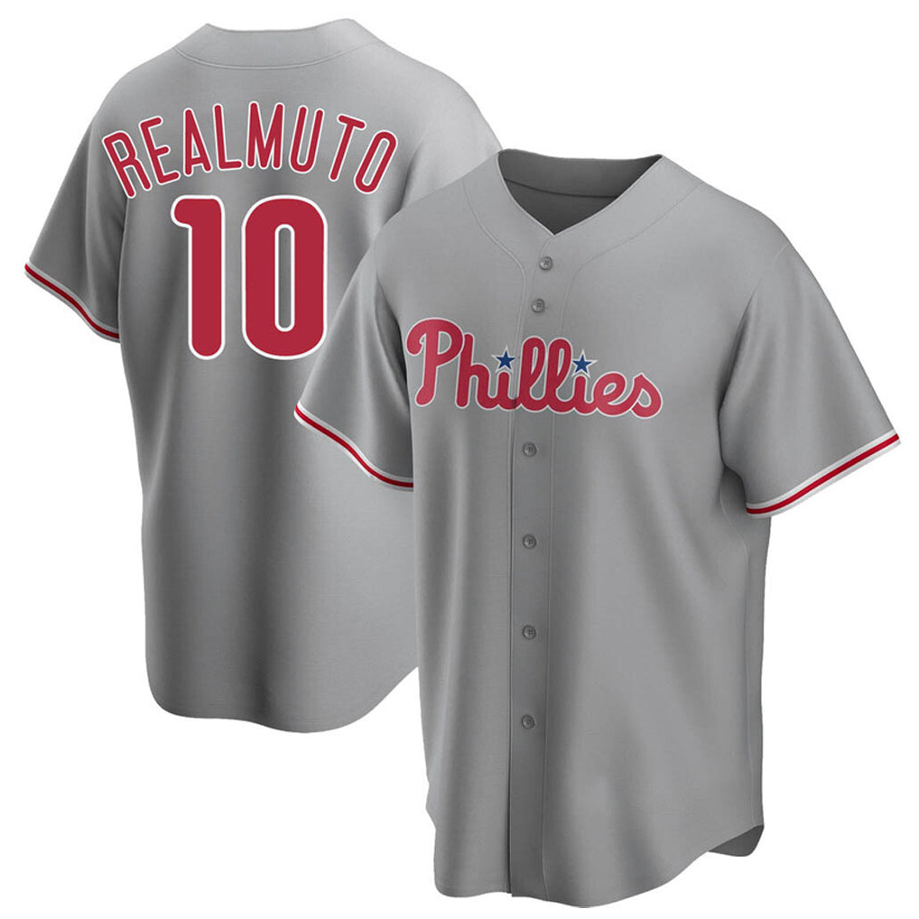P.Phillies #10 J.T. Realmuto Player Gray Game Ddoa Stitched Jerseys