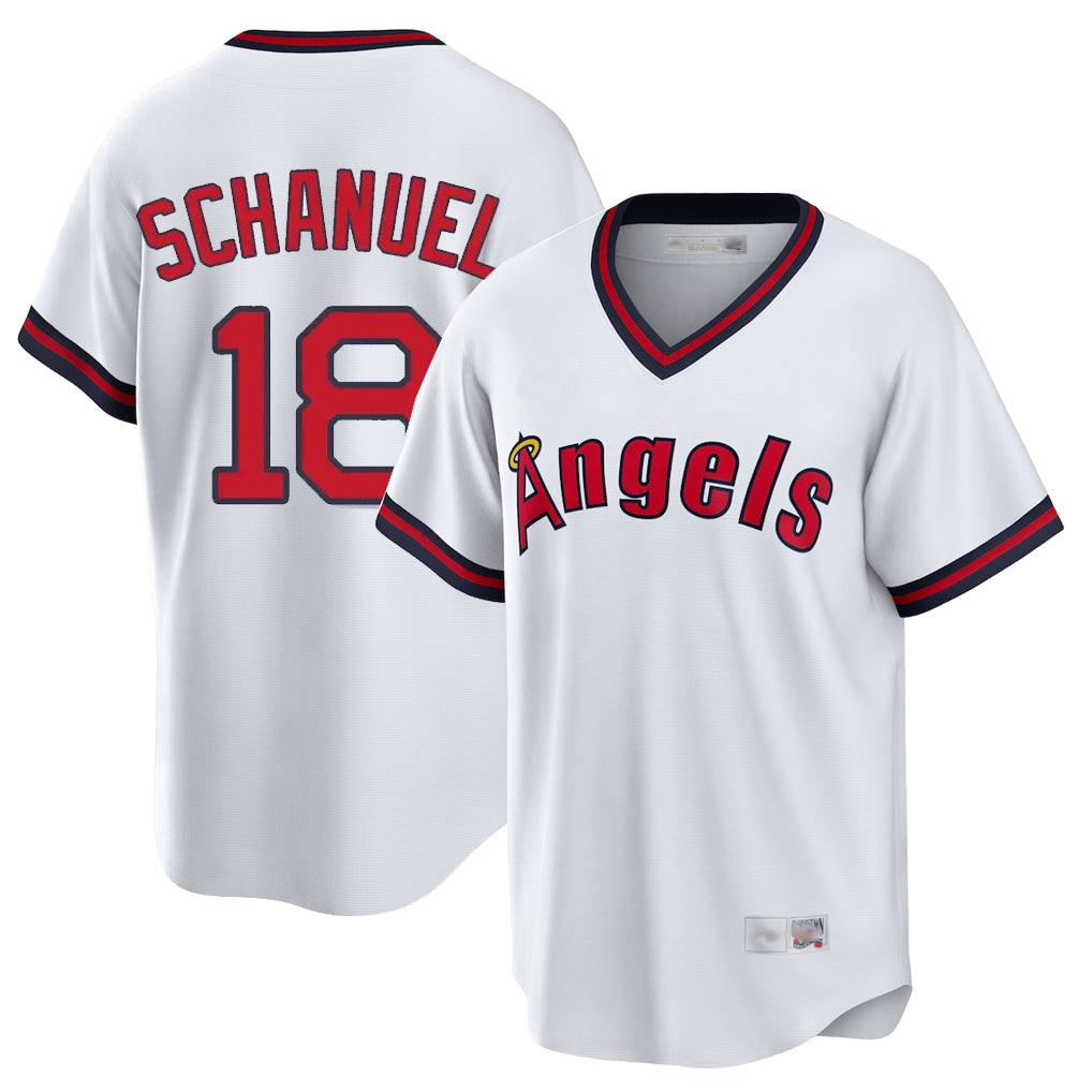 LA.Angels #18 Nolan Schanuel Player White T-shirt Home Game Ddoa Stitched Jerseys