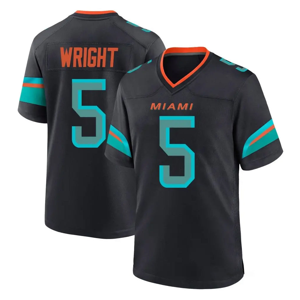 M.Dolphins #5 Jaylen Wright Player Black Pitch Rivalries Collection Home Game Ddoa Stitched Jerseys