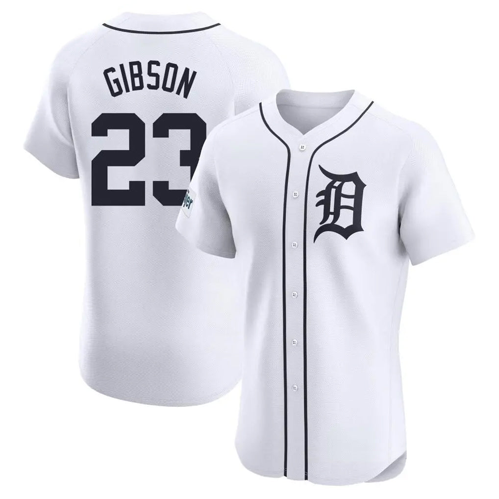 D.Tigers #23 Kirk Gibson Player White Limited Elite Home Ddoa Stitched Jerseys