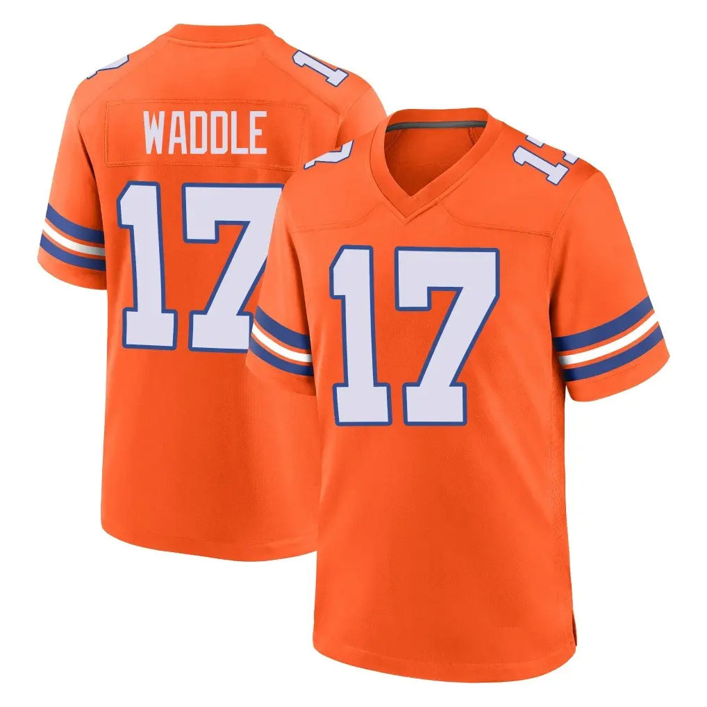 D.Broncos #17 Jaylen Waddle Player Orange Alternate Collection Throwback Game Ddoa Stitched Jerseys
