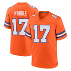 D.Broncos #17 Jaylen Waddle Player Orange Alternate Collection Throwback Game Ddoa Stitched Jerseys