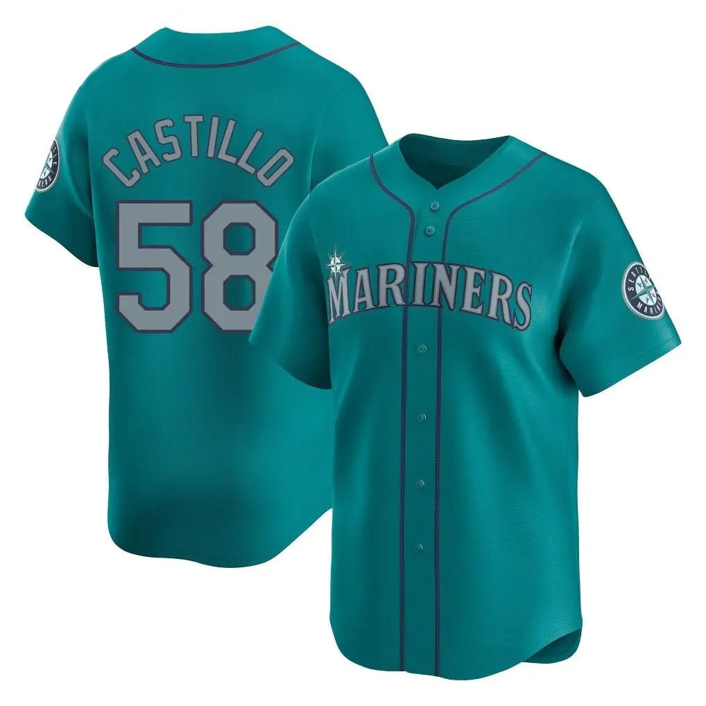 S.Mariners #58 Luis Castillo Player Teal Home Limited Ddoa Stitched Jerseys