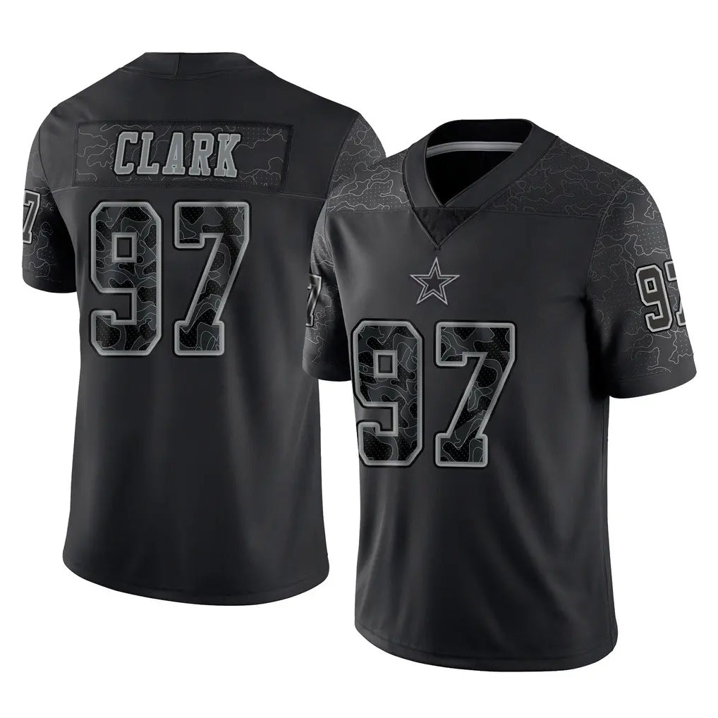 D.Cowboys #97 Kenny Clark Player Black Limited Reflective Home Game Ddoa Stitched Jerseys