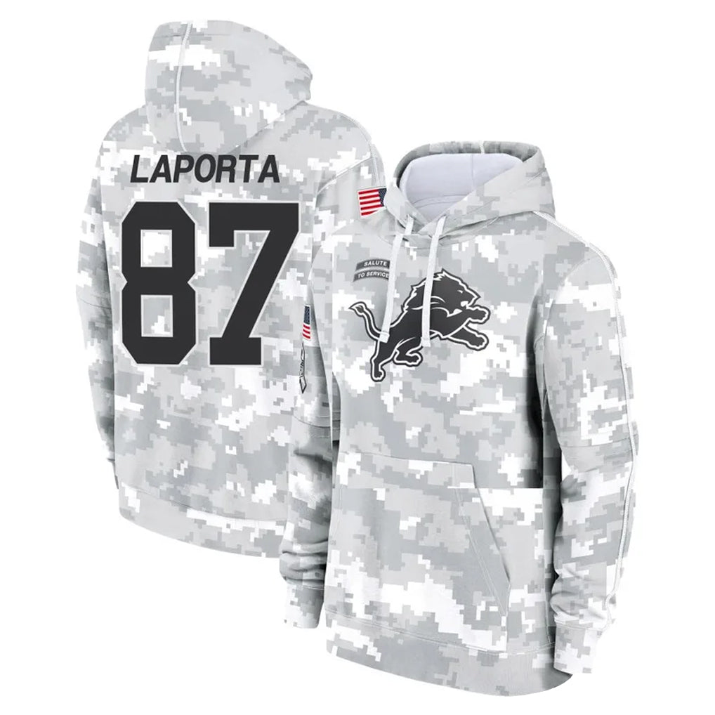 D.Lions #87 Sam LaPorta Player Arctic Camo Salute to Service Hoodies Limited Game Ddoa Stitched Jerseys