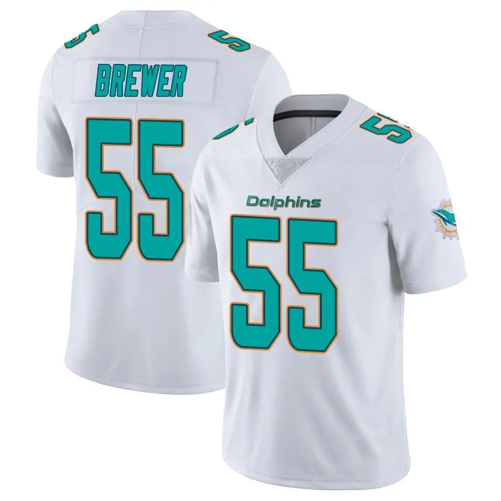 M.Dolphins #55 Aaron Brewer Player White Limited Vapor Untouchable Home Game Ddoa Stitched Jerseys