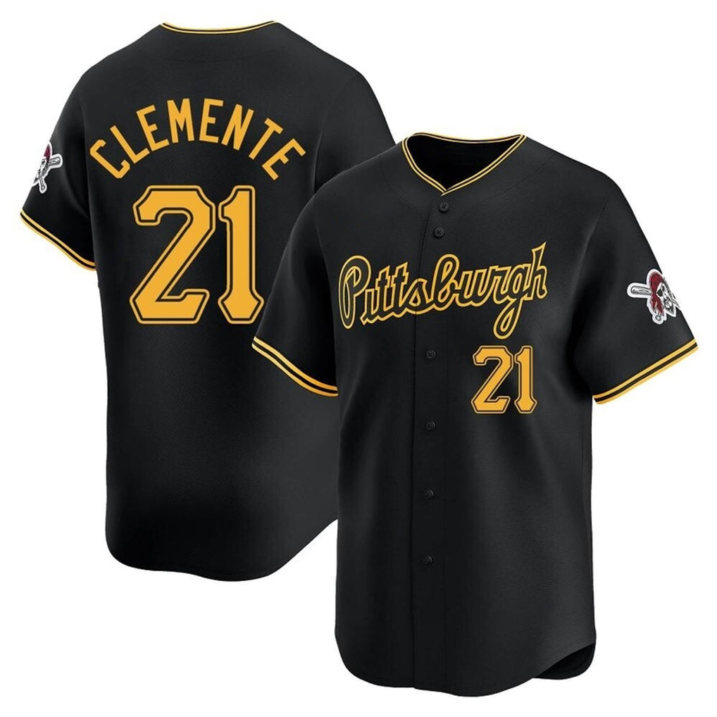 P.Pirates #21 Roberto Clemente Player Black Alt Home Limited Ddoa Stitched Jerseys