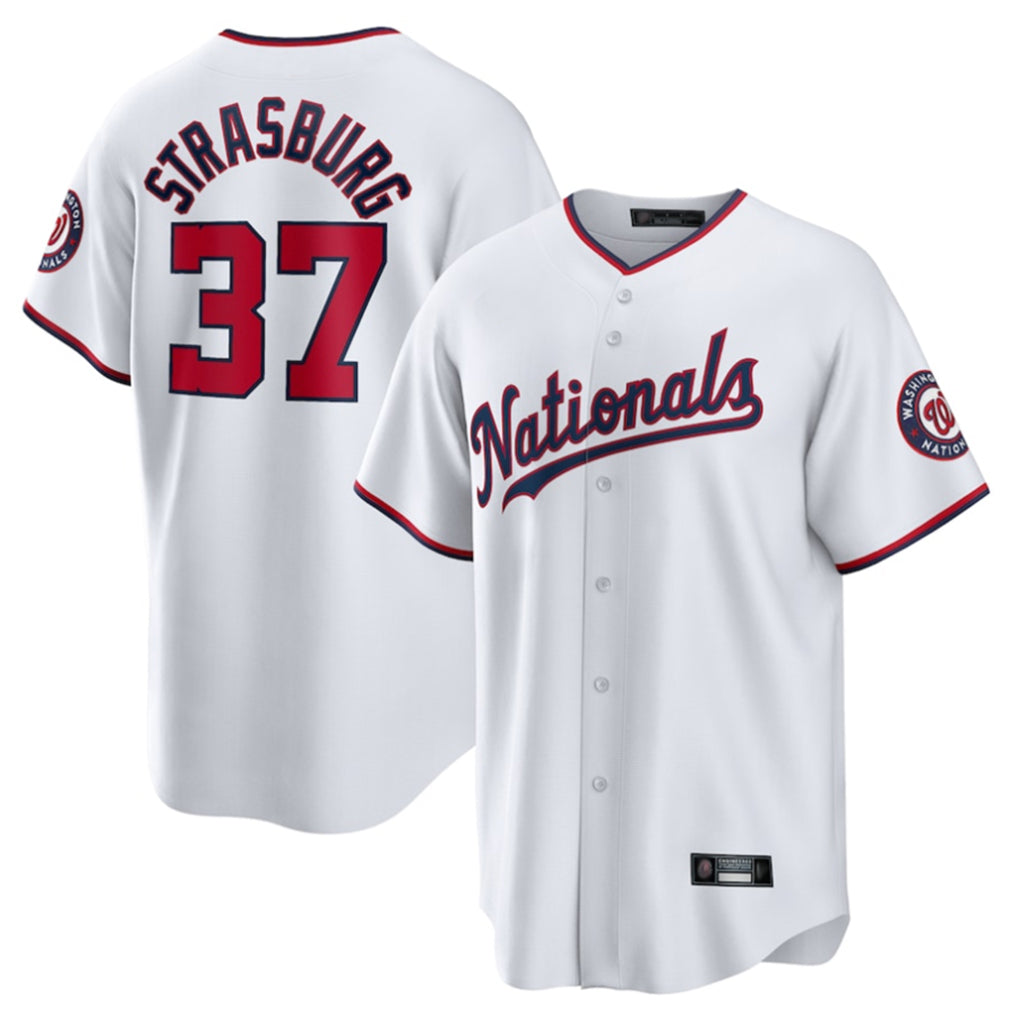 W.Nationals #37 Stephen Strasburg Player White Home Game Ddoa Stitched Jerseys