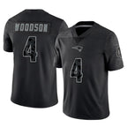 NE.Patriots #4 Craig Woodson Player Black Reflective LImited Home Game Ddoa Stitched Jerseys