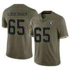 LV.Raiders #65 Tyler Linderbaum Player Olive Salute To Service Limited Ddoa Stitched Jerseys