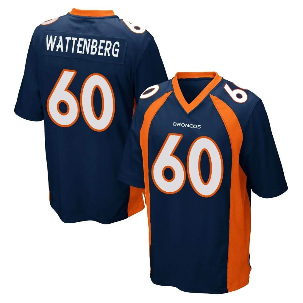 D.Broncos #60 Luke Wattenberg Player Navy Game Ddoa Stitched Jerseys