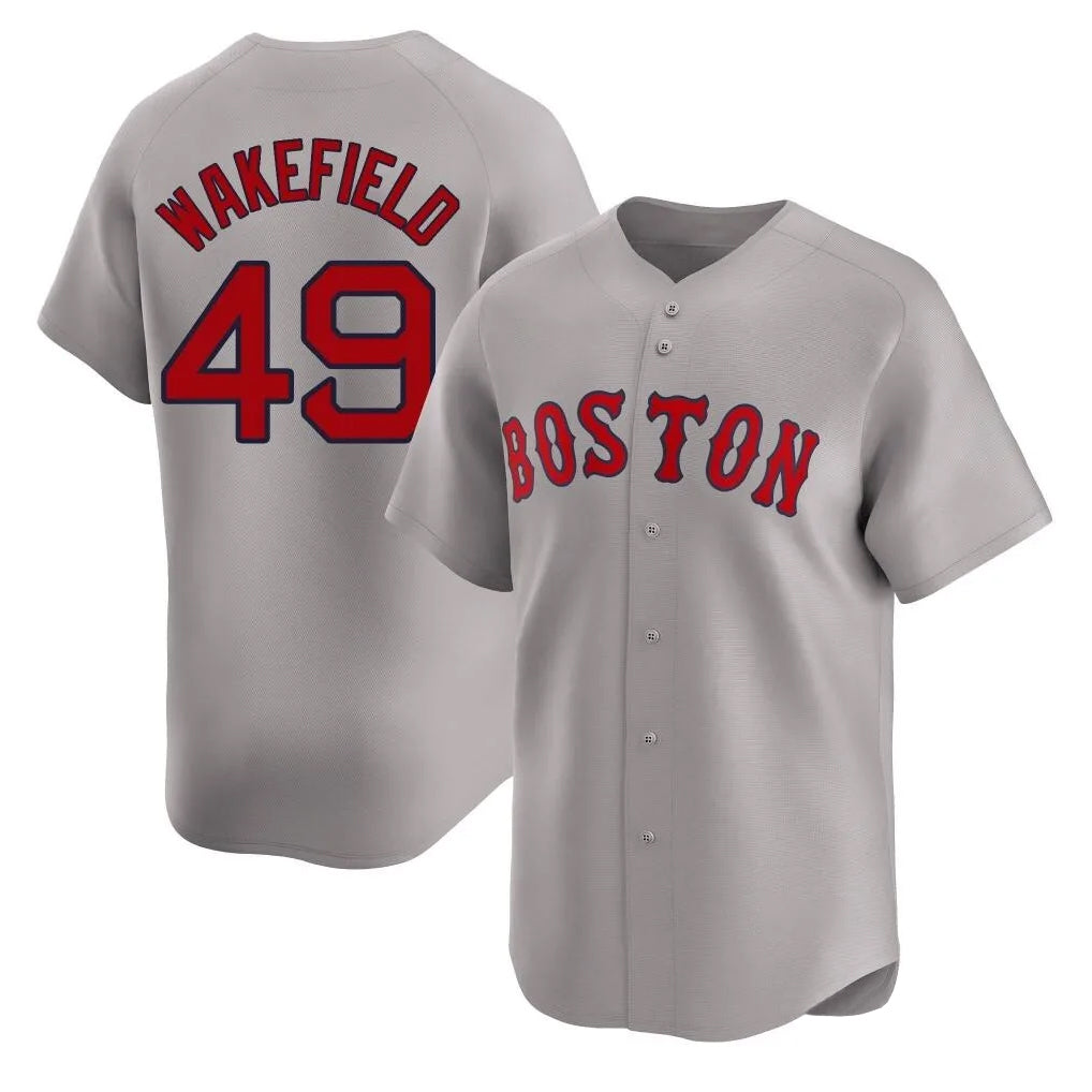 B.Red Sox #49 Tim Wakefield Player Gray Road Limited Home Game Ddoa Stitched Jerseys