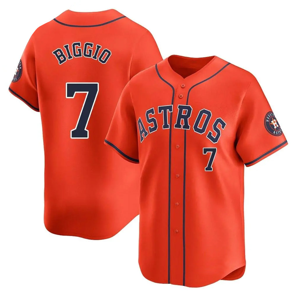 H.Astros #7 Craig Biggio Player Orange Home Limited Ddoa Stitched Jerseys