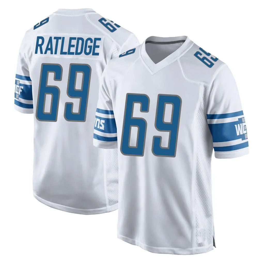 D.Lions #69 Tate Ratledge Player White Home Game Ddoa Stitched Jerseys