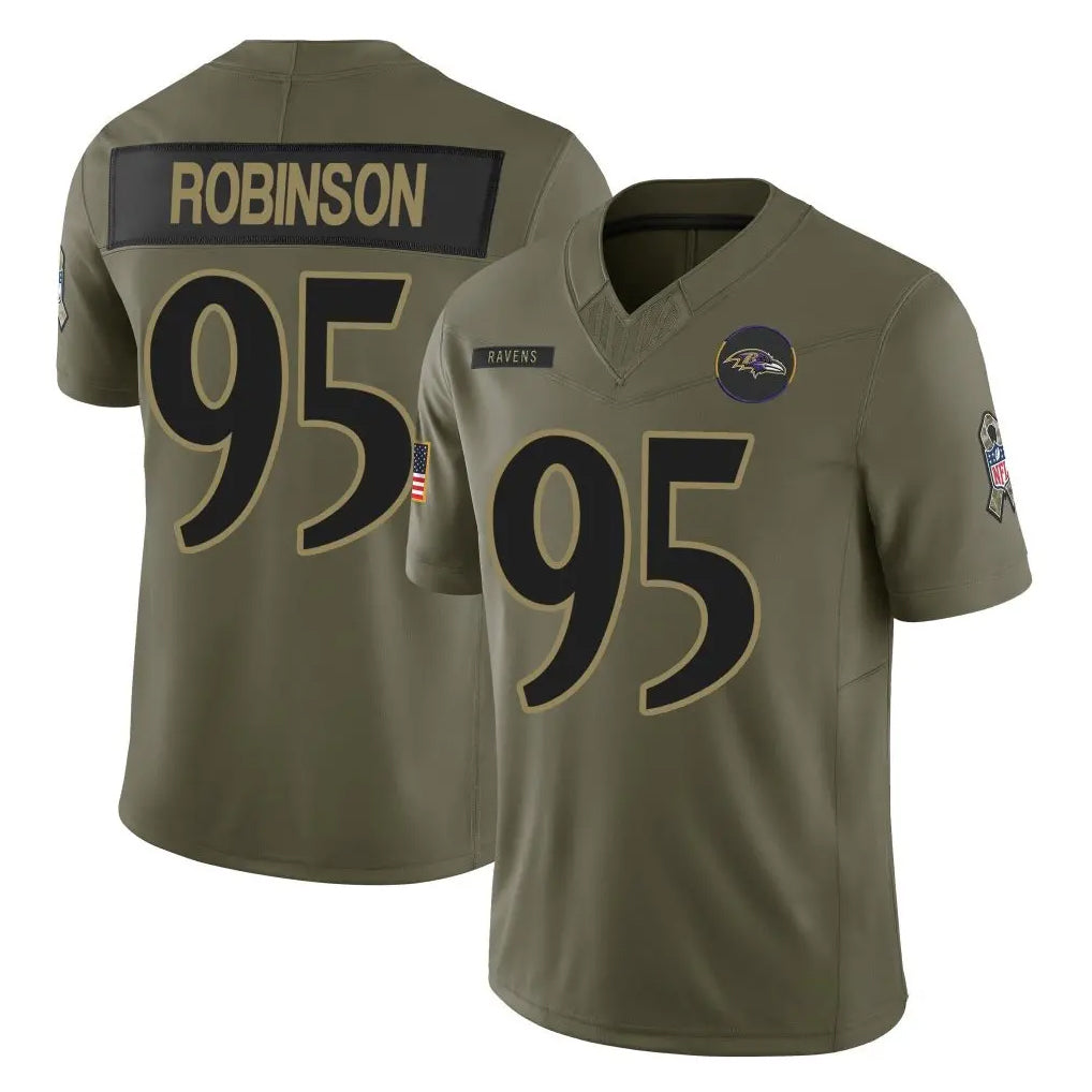 B.Ravens #95 Tavius Robinson Player Olive Salute To Service Limited Home Game Ddoa Stitched Jerseys
