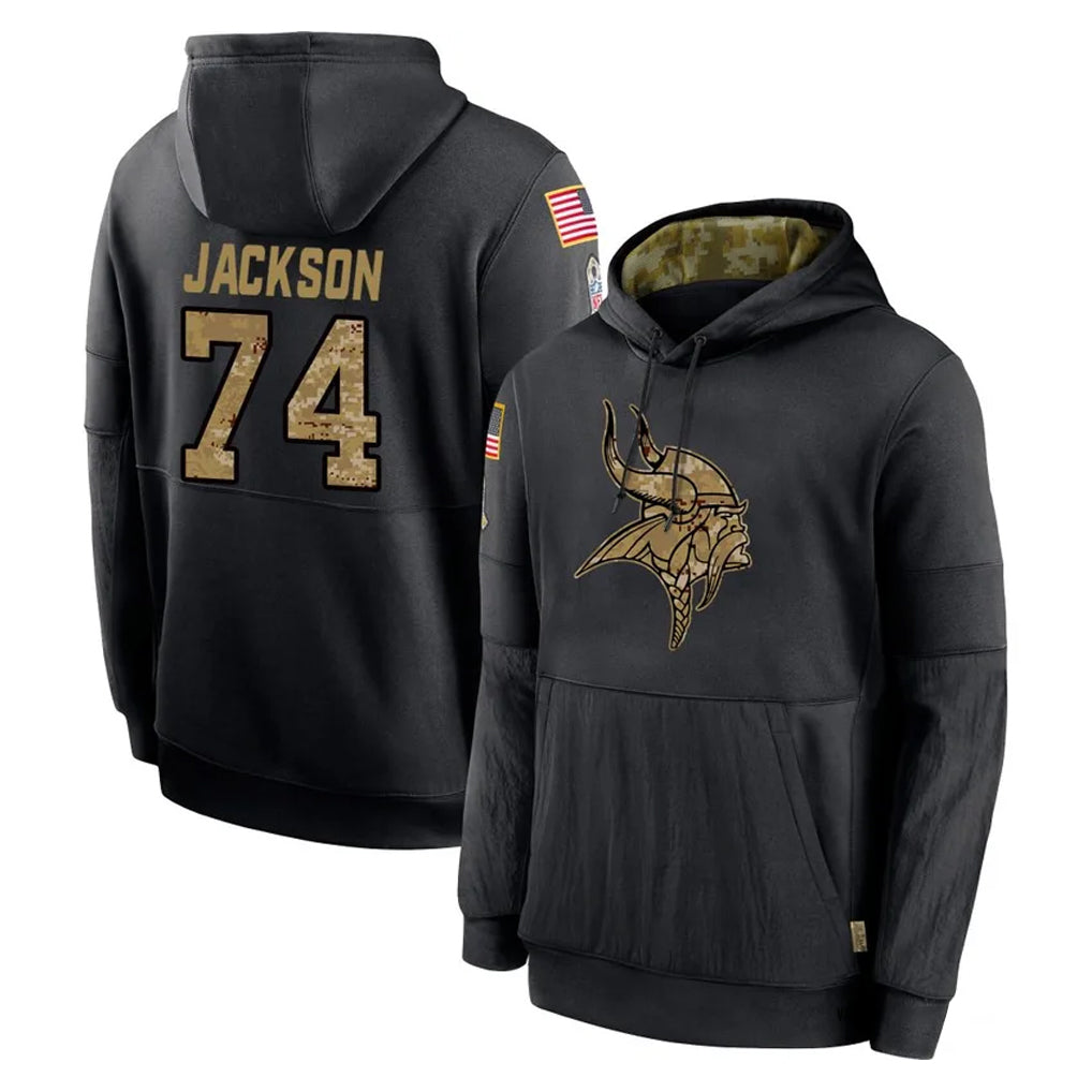 MN.Vikings #74 Donovan Jackson Player Black Salute to Service Hoodies Limited Game Ddoa Stitched Jerseys