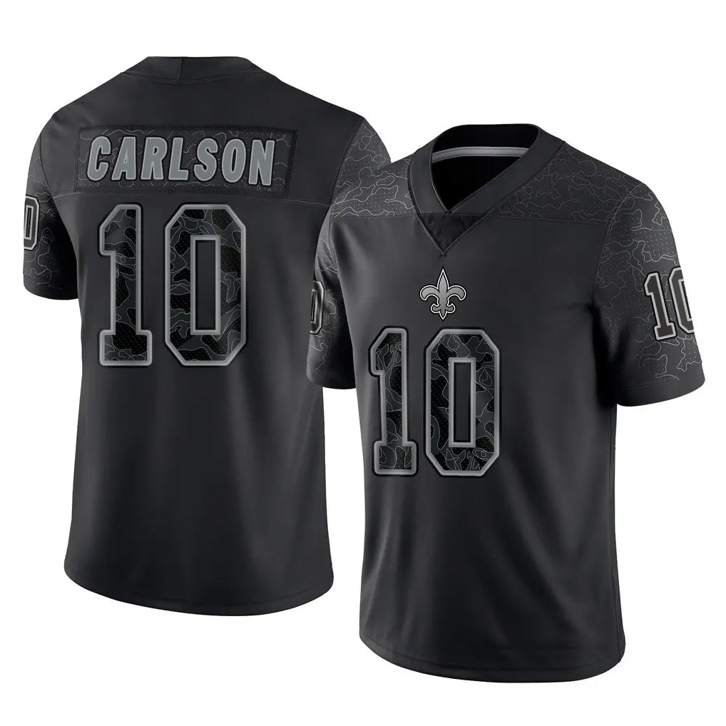 NO.Saints #10 Daniel Carlson Player Black Limited Reflective Home Game Ddoa Stitched Jerseys