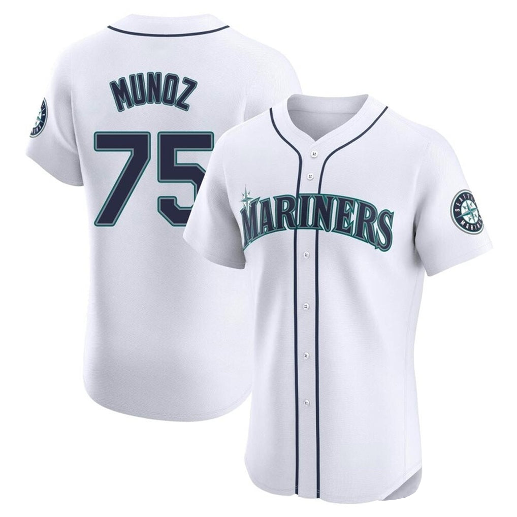 S.Mariners #75 Andres Munoz Player White Home Limited Elite Ddoa Stitched Jerseys