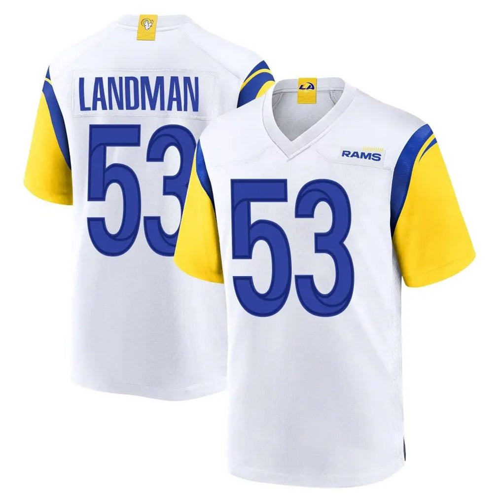 LA.Rams #53 Nate Landman Player White Home Game Ddoa Stitched Jerseys