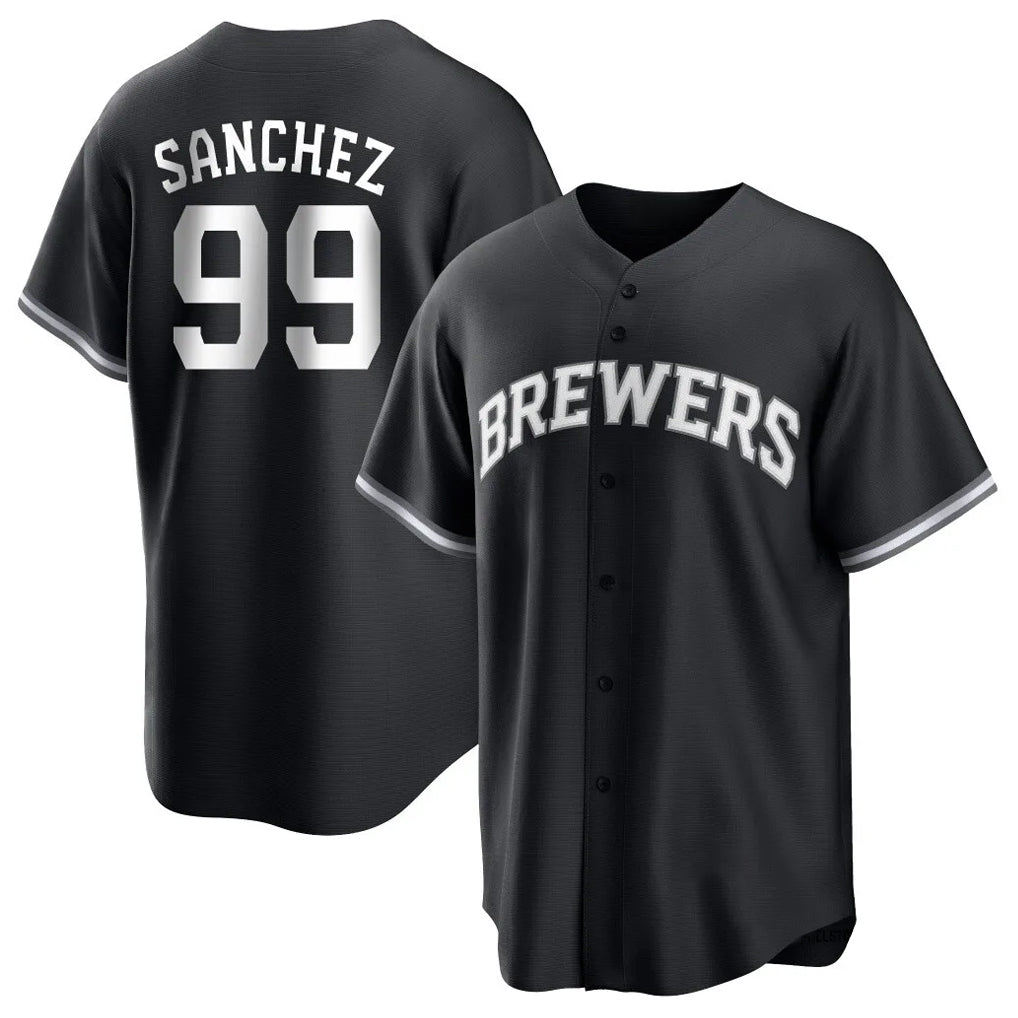 M.Brewers #99 Gary Sanchez Player Black Game Home Ddoa Stitched Jerseys