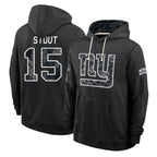 NY.Giants #15 Jordan Stout Player 2026 Black Logo Pullover Hoodies Limited Game Ddoa Stitched Jerseys