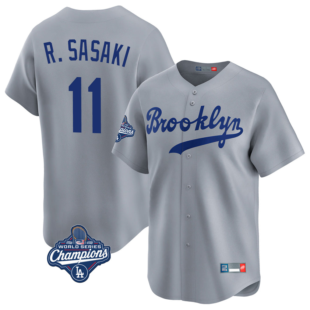 LA.Dodgers #11 Roki Sasaki Player Gray World Series Meet Game Limited Home Ddoa Stitched Jerseys