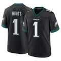 P.Eagles #1 Jalen Hurts Player Black Game Home Ddoa Stitched Jerseys