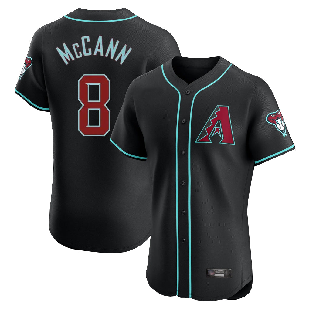 A.Diamondbacks #8 James McCann Player Black Limited Elite Home Game Ddoa Stitched Jerseys
