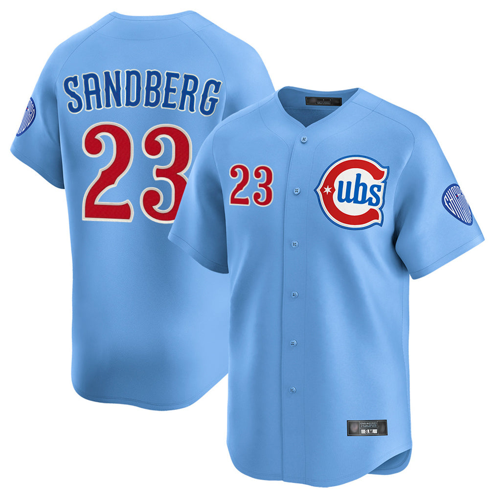 C.Cubs #23 Ryne Sandberg Player Light Blue Limited Home Ddoa Stitched Jerseys