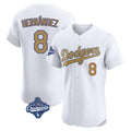 LA.Dodgers #8 Enrique Hern¨¢ndez Player Gold World Series Meet Limited Elite Home Ddoa Stitched Jerseys