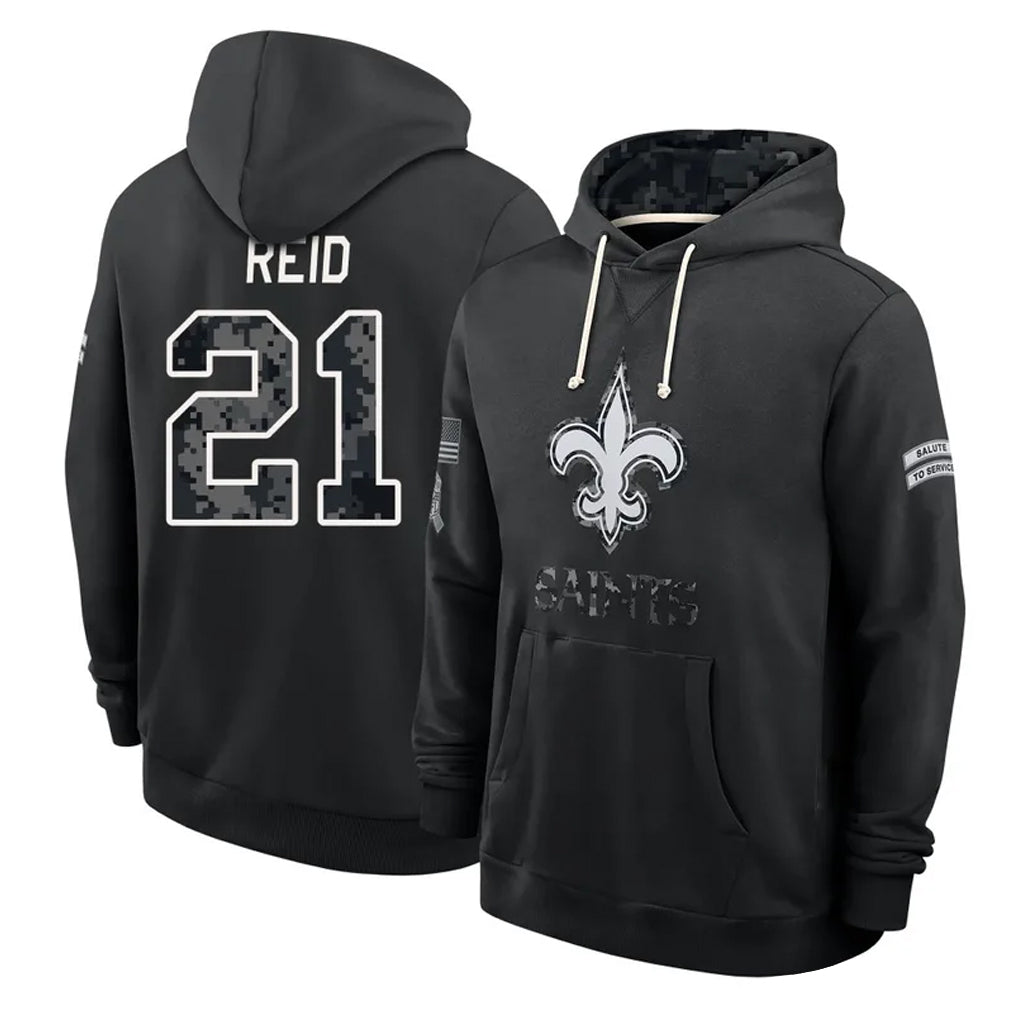 NO.Saints #21 Justin Reid Player 2026 Black Logo Pullover Hoodies Limited Game Ddoa Stitched Jerseys