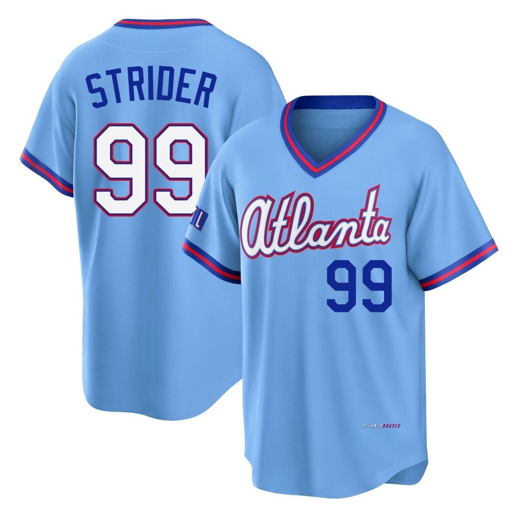 A.Braves #99 Spencer Strider Player Powder Blue 2026 City Connect T-shirt Home Game Ddoa Stitched Jerseys