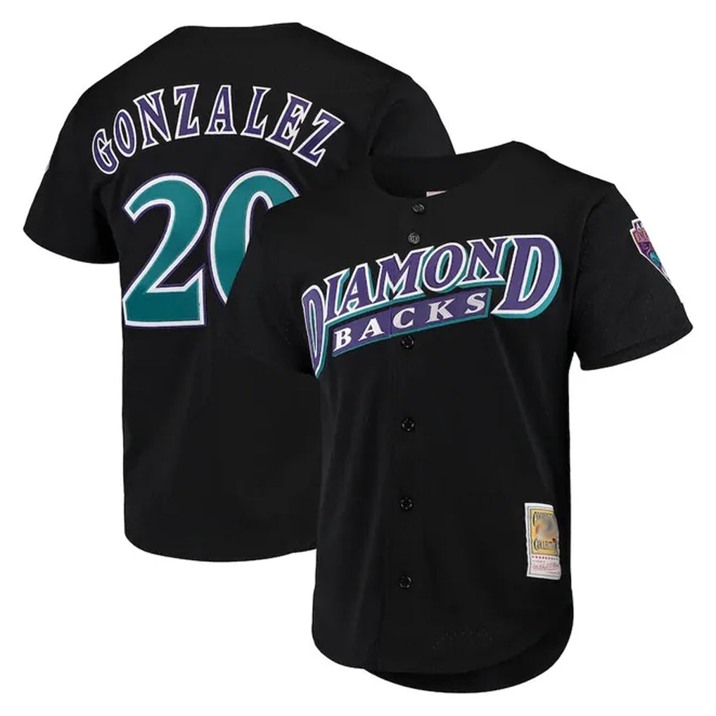 A.Diamondbacks #20 Luis Gonzalez Player Black Mitchell & Ness Throwback Cooperstown Collection Mesh Limited Ddoa Stitched Jerseys