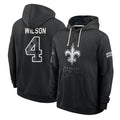 NO.Saints #4 Zach Wilson Player 2026 Black Logo Pullover Hoodies Limited Game Ddoa Stitched Jerseys