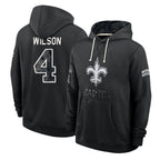 NO.Saints #4 Zach Wilson Player 2026 Black Logo Pullover Hoodies Limited Game Ddoa Stitched Jerseys