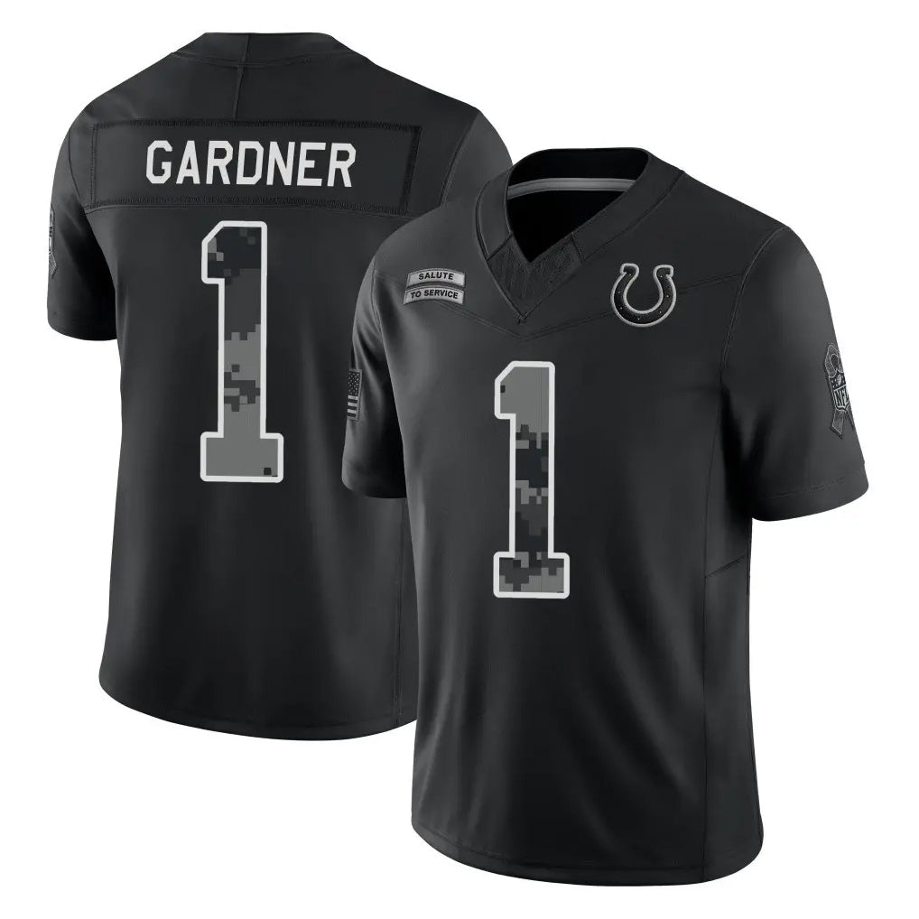 IN.Colts #1 Sauce Gardner Player Black Limited 2026 Salute to Service Home Game Ddoa Stitched Jerseys