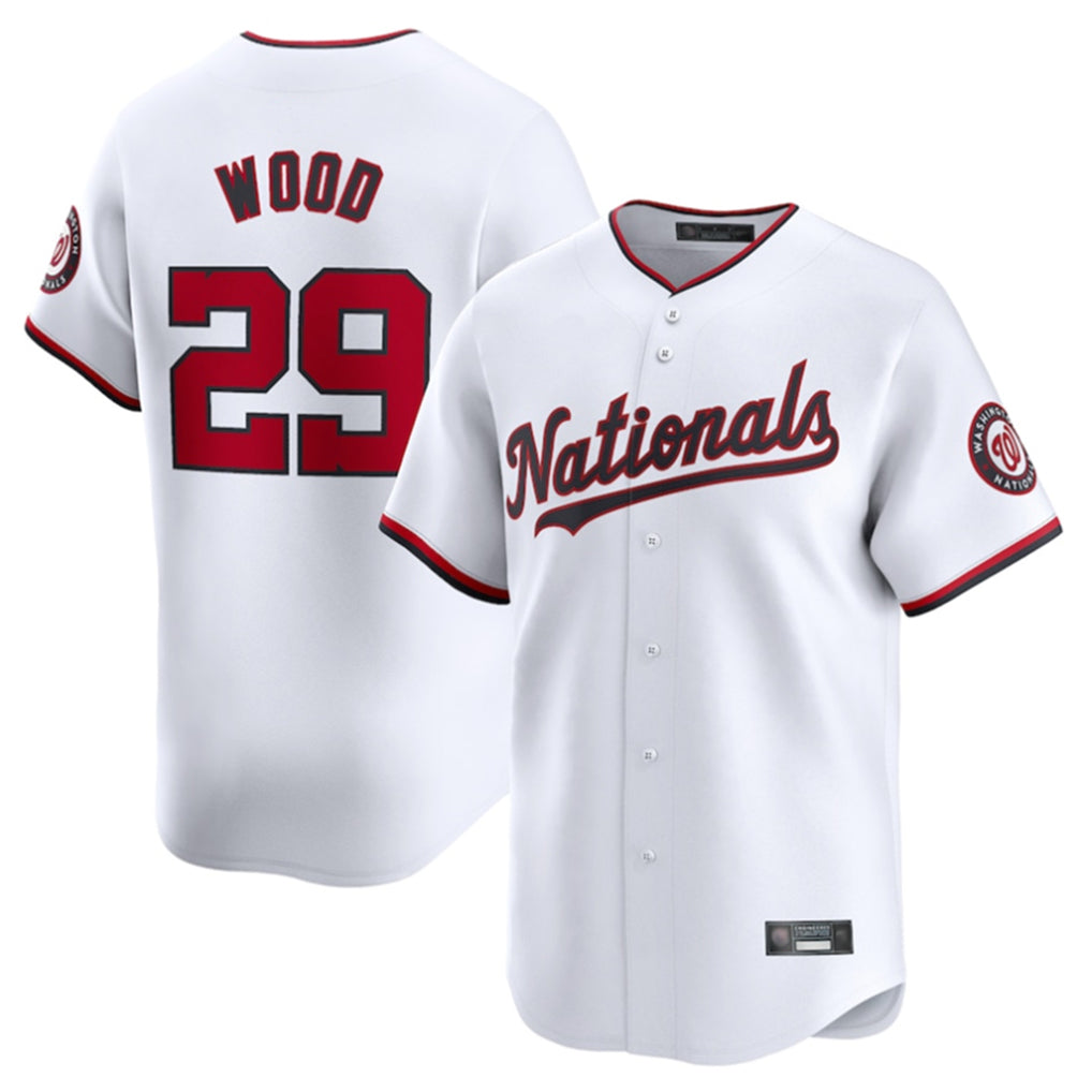 W.Nationals #29 James Wood Player White Home Limited Ddoa Stitched Jerseys
