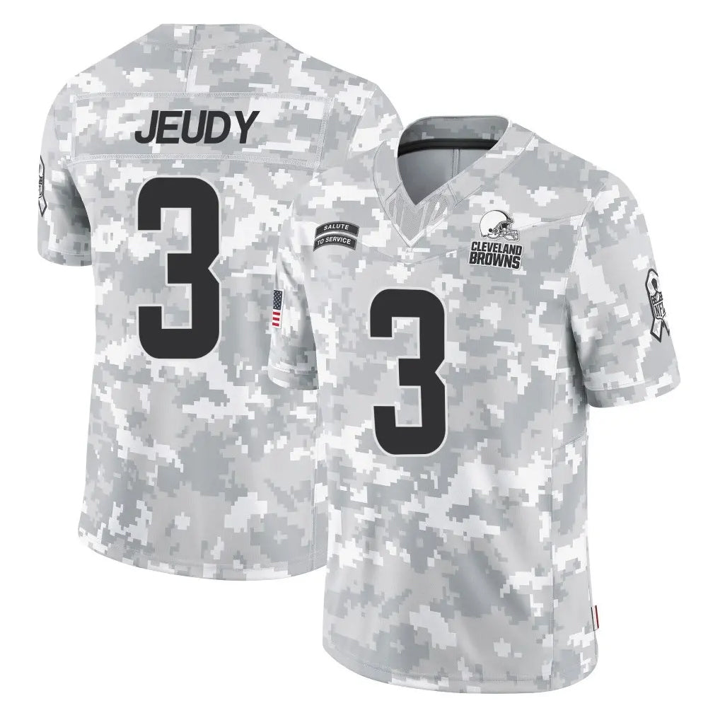 C.Browns #3 Jerry Jeudy Player Arctic Camo Salute to Service Limited Home Game Ddoa Stitched Jerseys