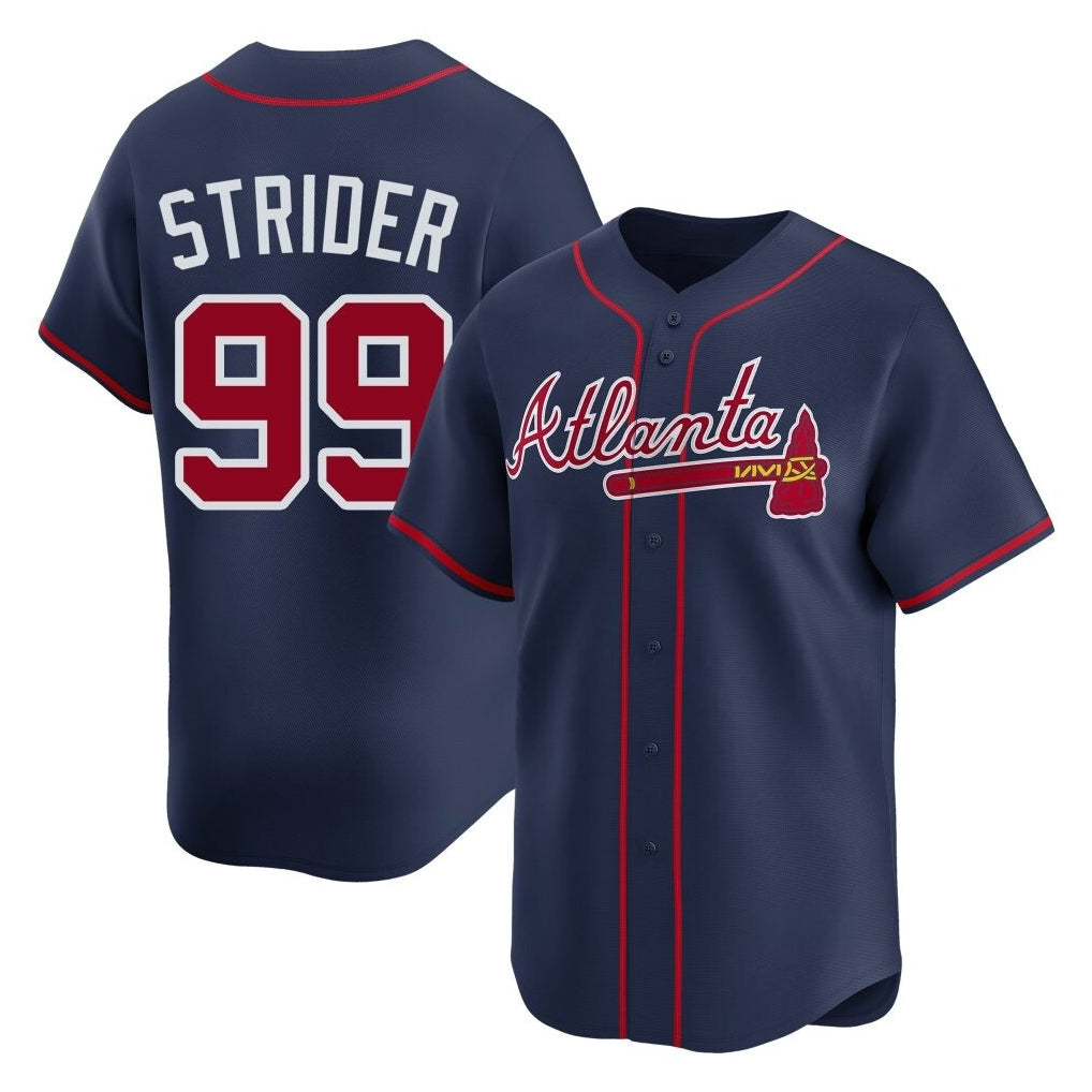 A.Braves #99 Spencer Strider Player Navy Limited Home Game Ddoa Stitched Jerseys