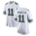M.Dolphins #11 Dante Trader Jr. Player White Limited Home Game Ddoa Stitched Jerseys
