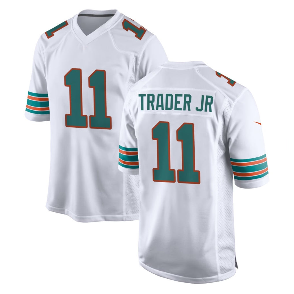 M.Dolphins #11 Dante Trader Jr. Player White Limited Home Game Ddoa Stitched Jerseys
