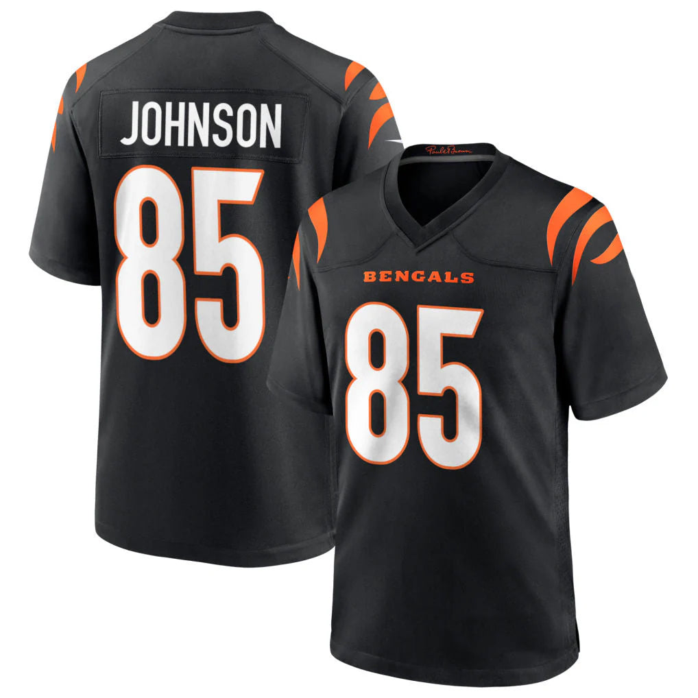 C.Bengals #85 Chad Johnson Player Black Home Game Ddoa Stitched Jerseys
