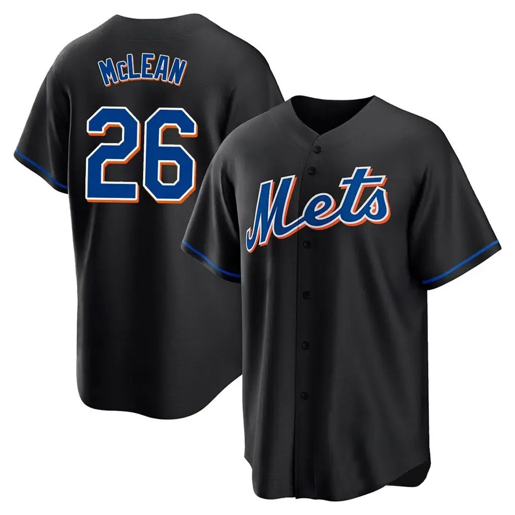 NY.Mets #26 Nolan McLean Player Black Replica Home Game Ddoa Stitched Jerseys