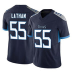 T.Titans #55 JC Latham Player Navy Limited Vapor F.U.S.E. Home Game Ddoa Stitched Jerseys