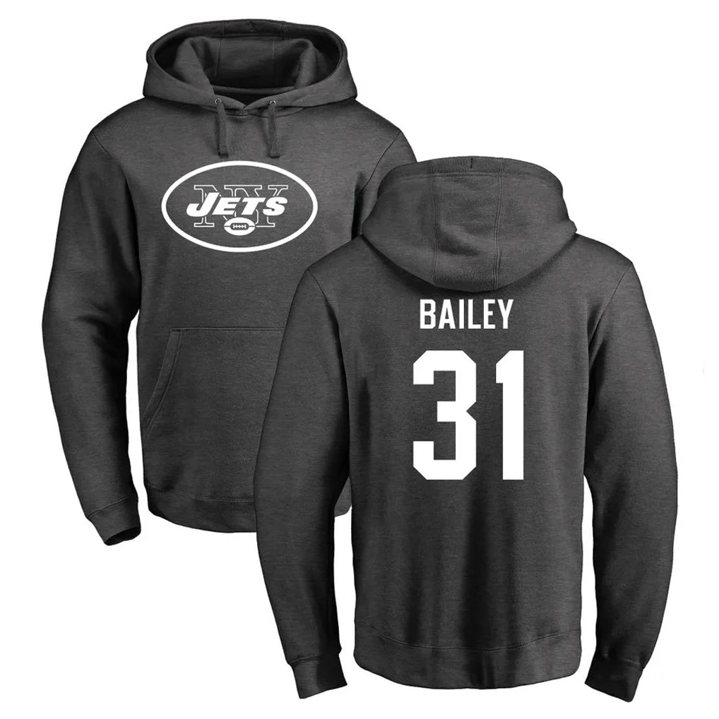 NY.Jets #31 David Bailey Player Gray Pullover Hoodies Limited Game Ddoa Stitched Jerseys