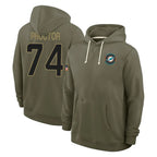 M.Dolphins #74 Kadyn Proctor Player Olive Salute to Service Pullover Hoodies Limited Ddoa Stitched Jerseys