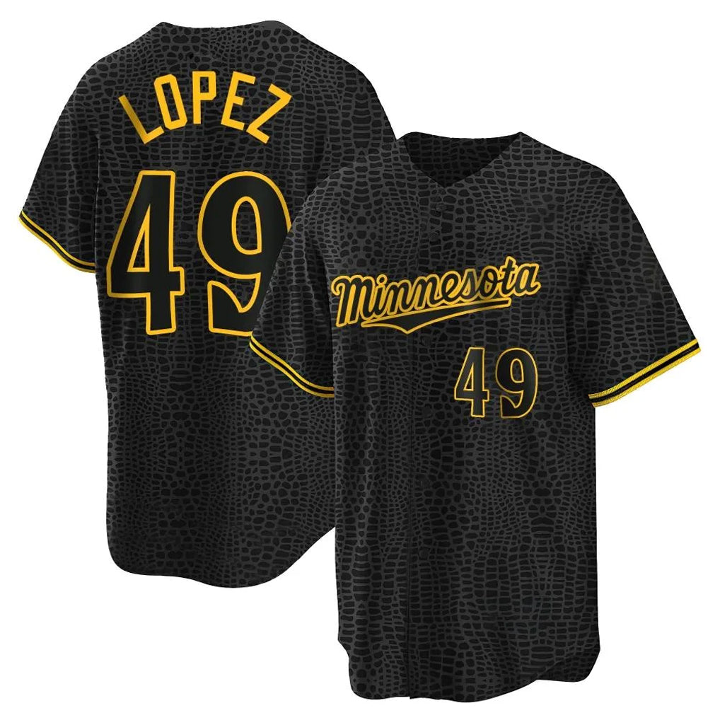 M.Twins #49 Pablo Lopez Player Black Snake Skin City Home Game Ddoa Stitched Jerseys