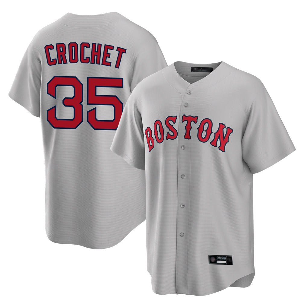 B.Red Sox #35 Garrett Crochet Player Gray Road Home Game Ddoa Stitched Jerseys