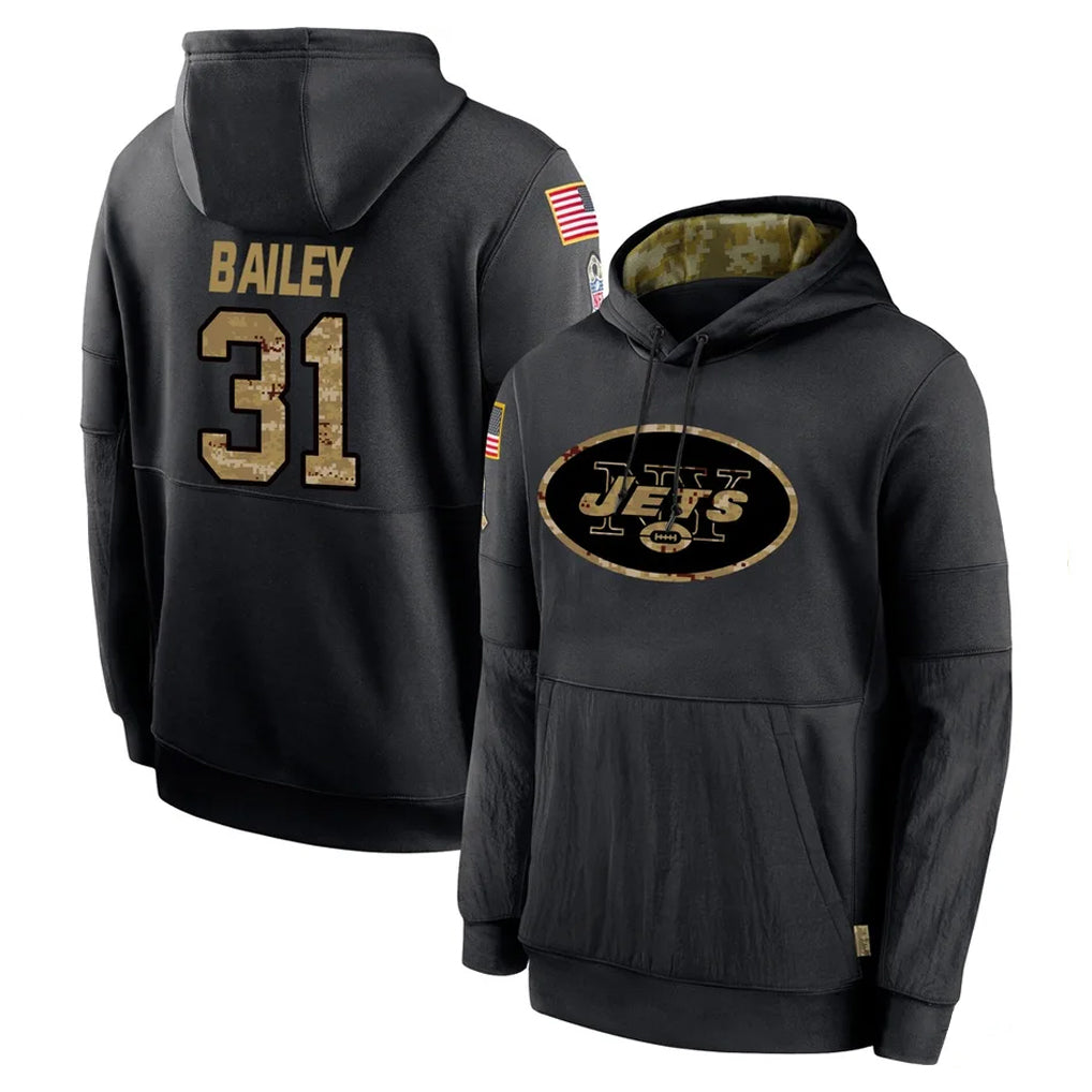 NY.Jets #31 David Bailey Player Black Salute to Service Hoodies Limited Game Ddoa Stitched Jerseys