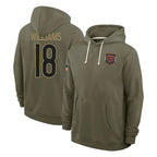 C.Bears #18 Caleb Williams Player Olive Salute to Service Pullover Hoodies Limited Ddoa Stitched Jerseys